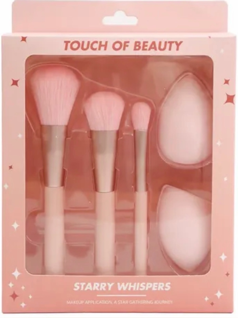 Starry Whispers Pink Makeup Brush & Sponge Set